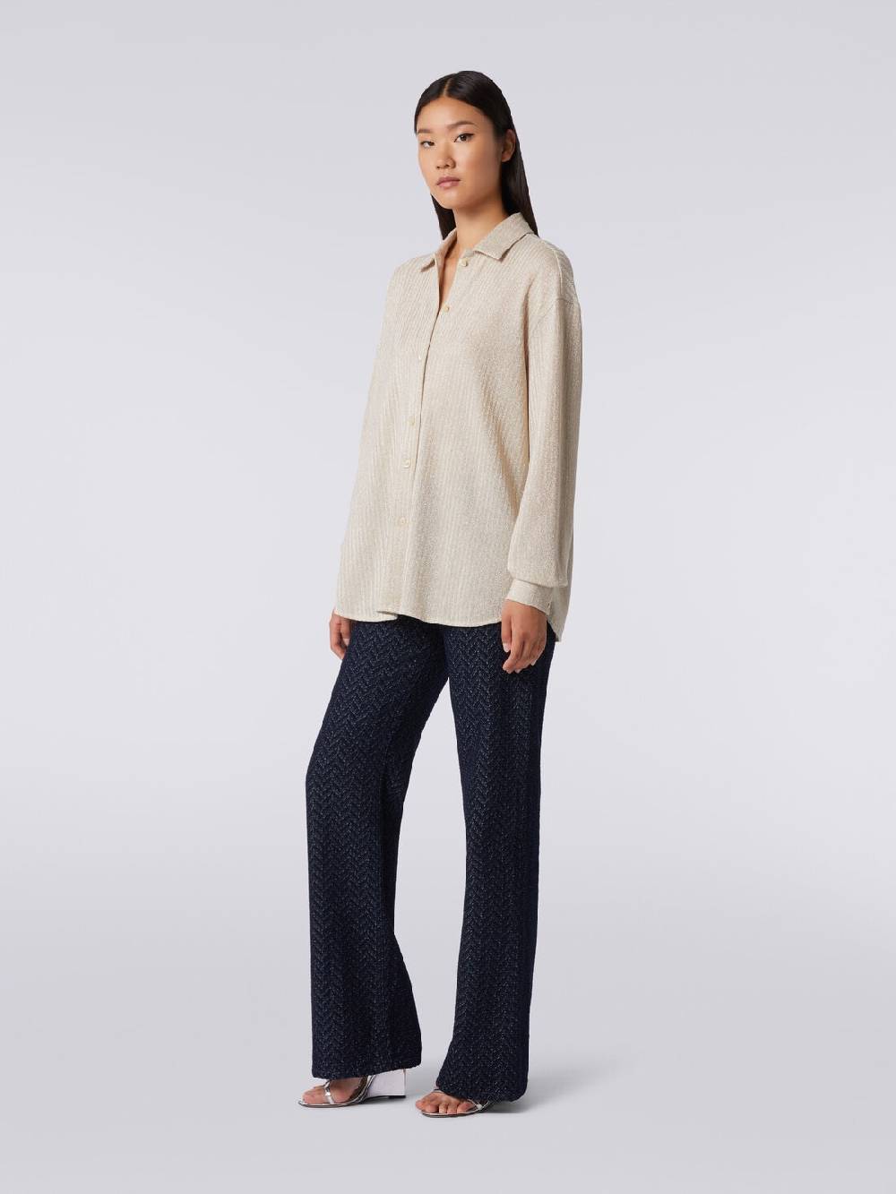 Missoni Camicia oversize in cotone e viscosa lamé Nuova