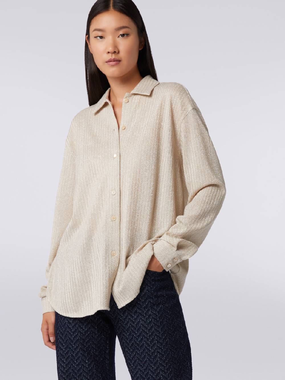 Missoni Camicia oversize in cotone e viscosa lamé Nuova