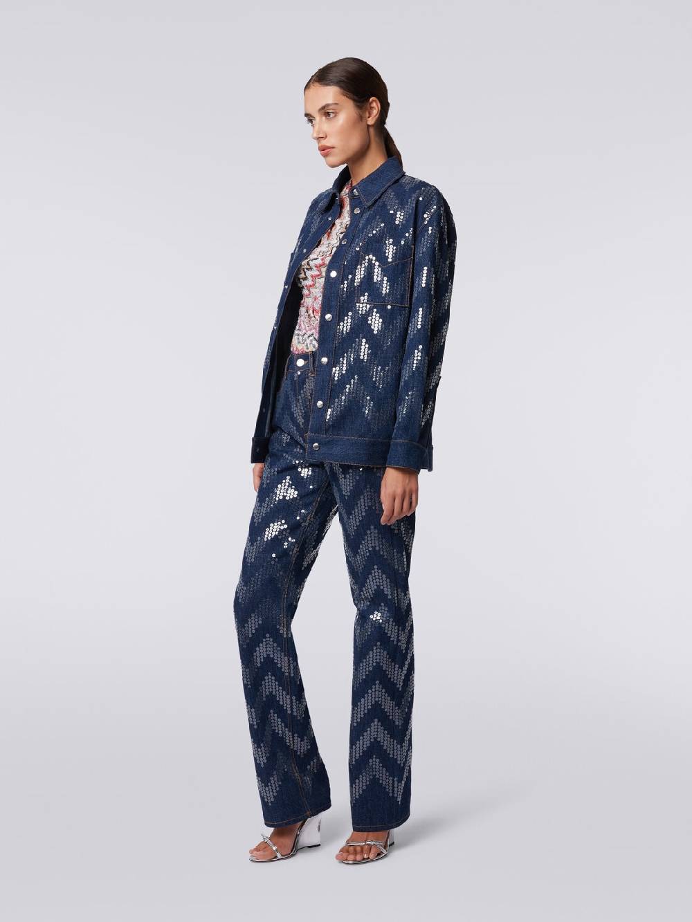Missoni Overshirt in denim con applicazione di paillettes Promozione