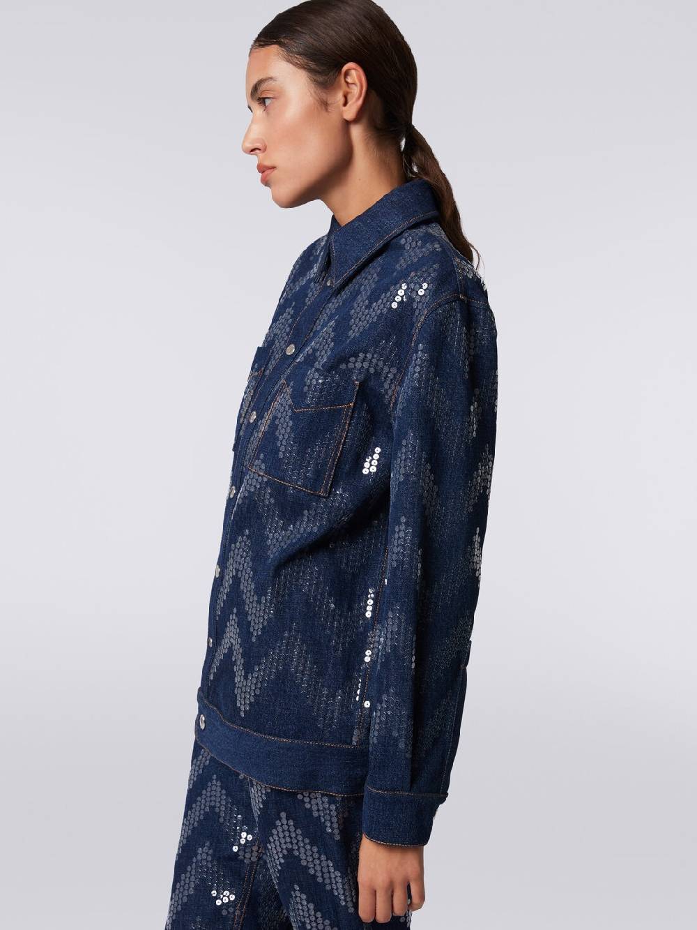 Missoni Overshirt in denim con applicazione di paillettes Promozione