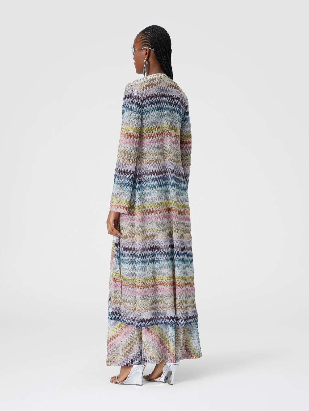 Missoni Cardigan lungo in misto viscosa zig zag lamé Consegna Veloce