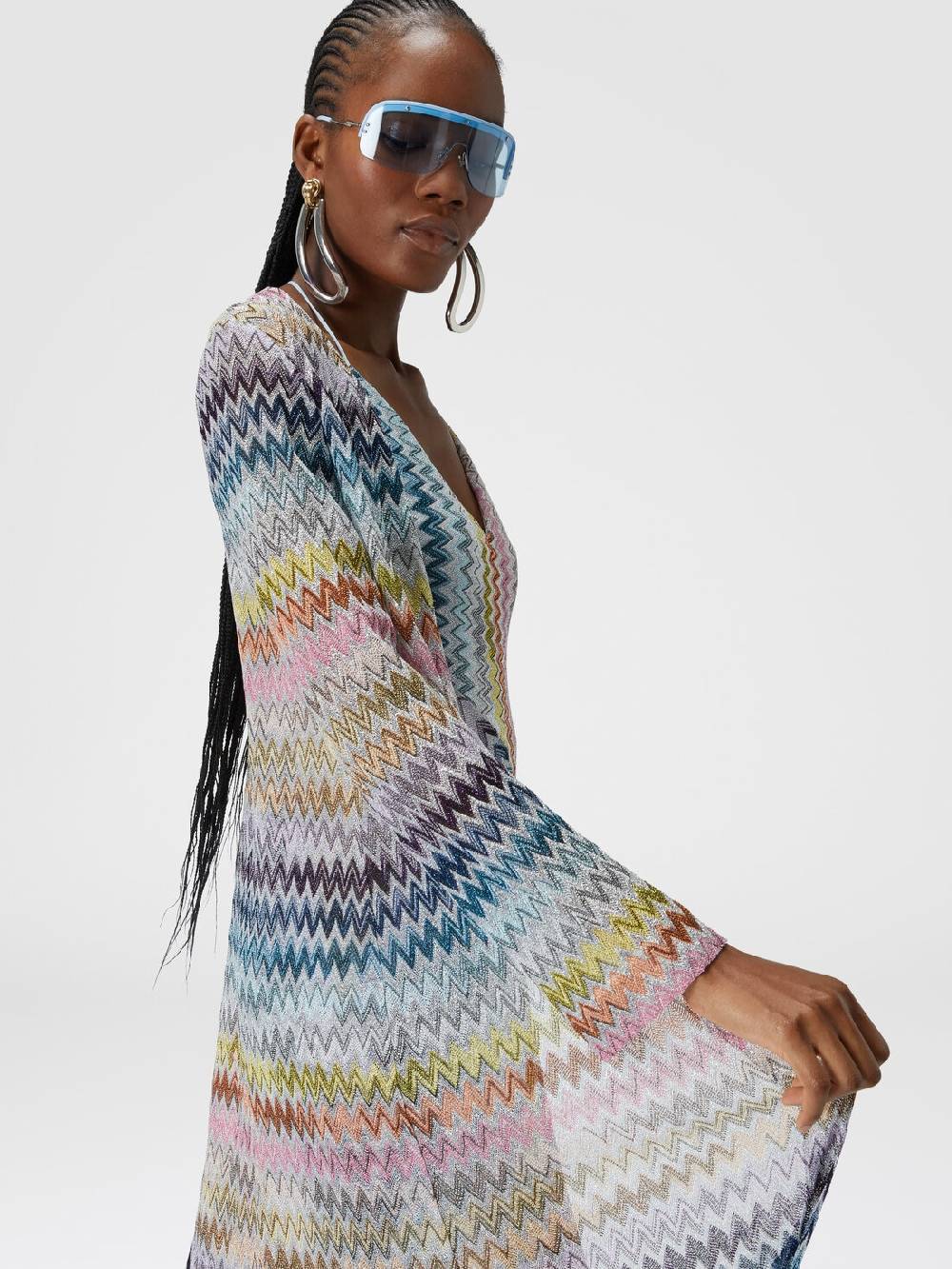 Missoni Cardigan lungo in misto viscosa zig zag lamé Consegna Veloce