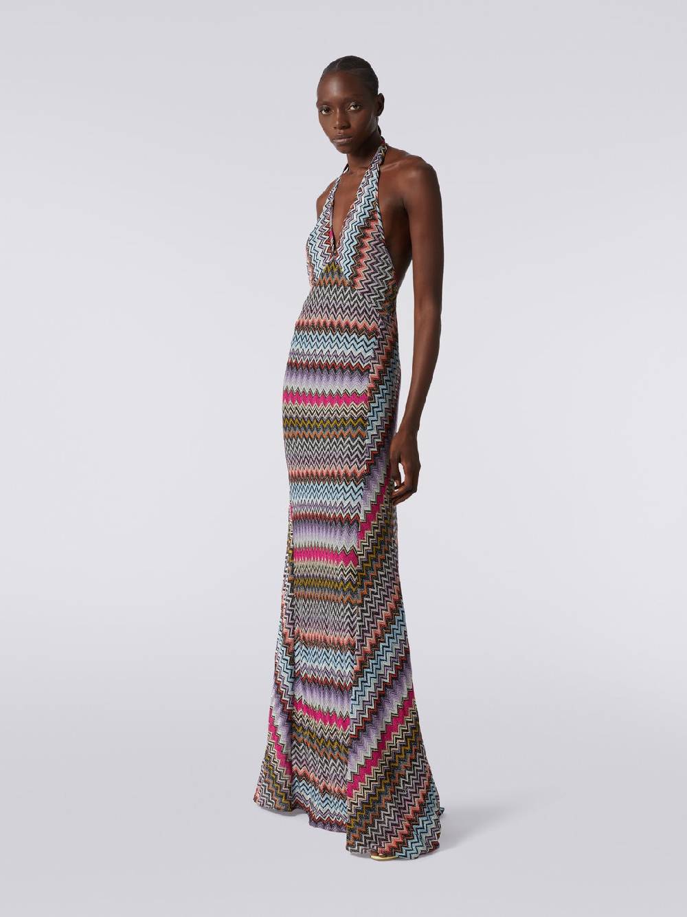 Missoni Abito lungo in viscosa zig zag con lurex Prezzo Ridotto