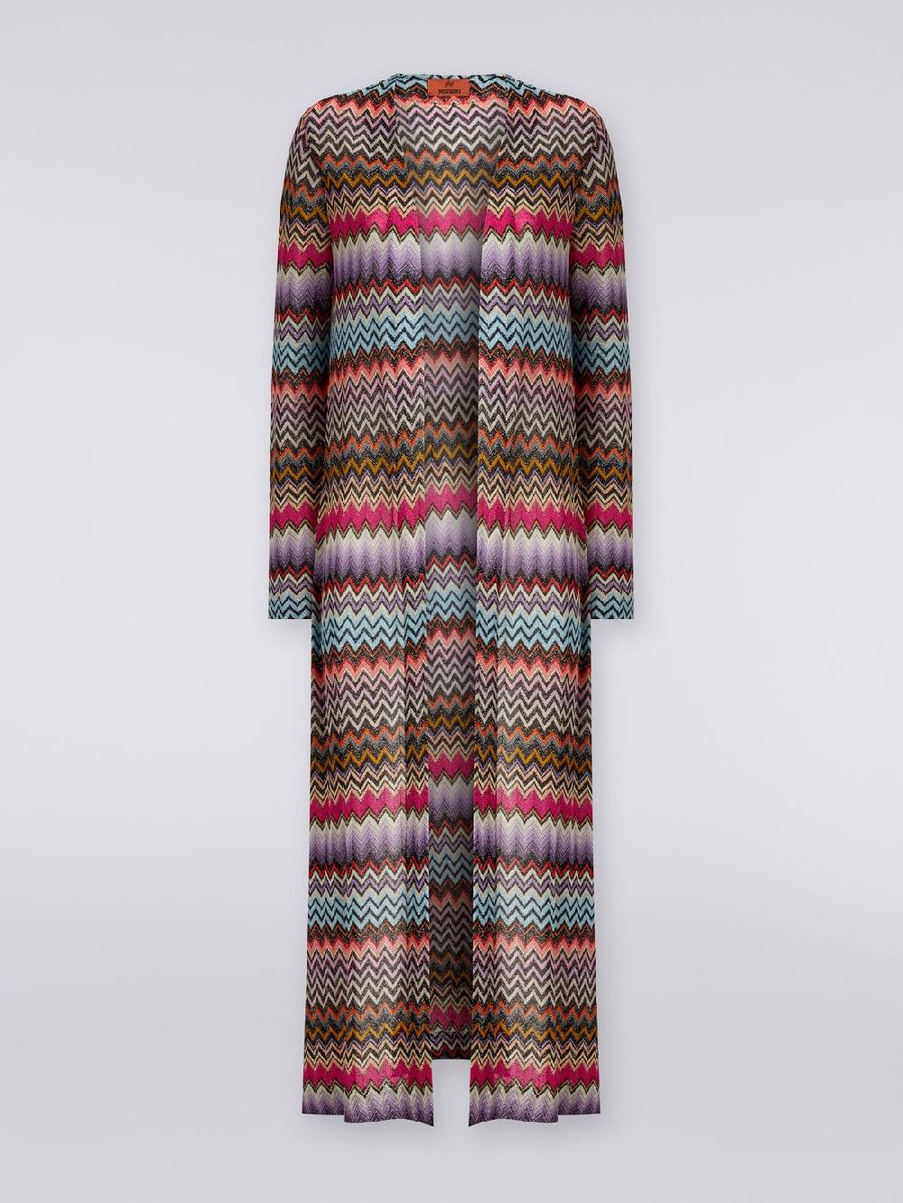 Missoni Cardigan lungo in viscosa zig zag con lurex Sottocosto