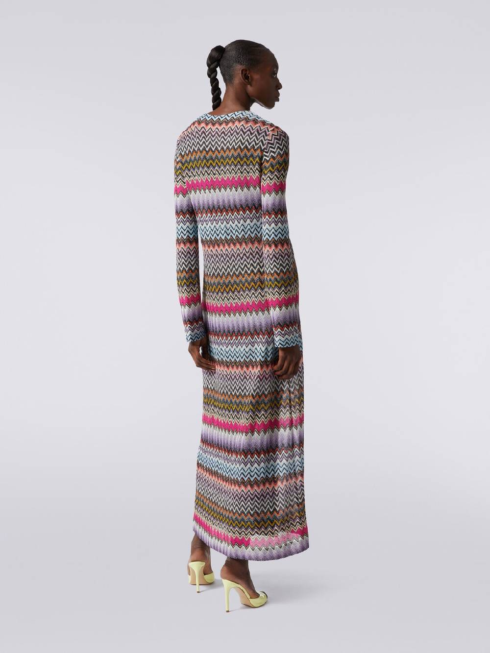 Missoni Cardigan lungo in viscosa zig zag con lurex Sottocosto