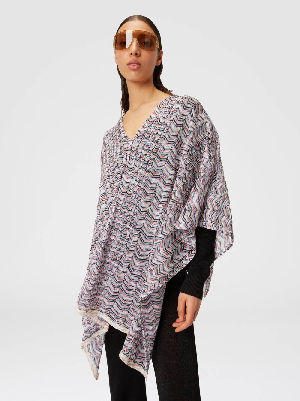Missoni Poncho in maglia di viscosa e cotone chevron Black Friday