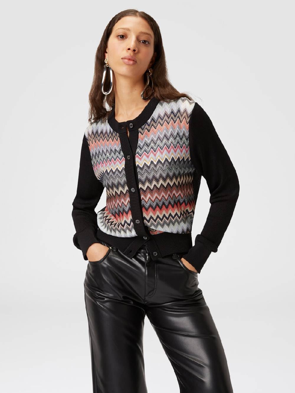 Missoni Cardigan corto in viscosa chevron Outlet