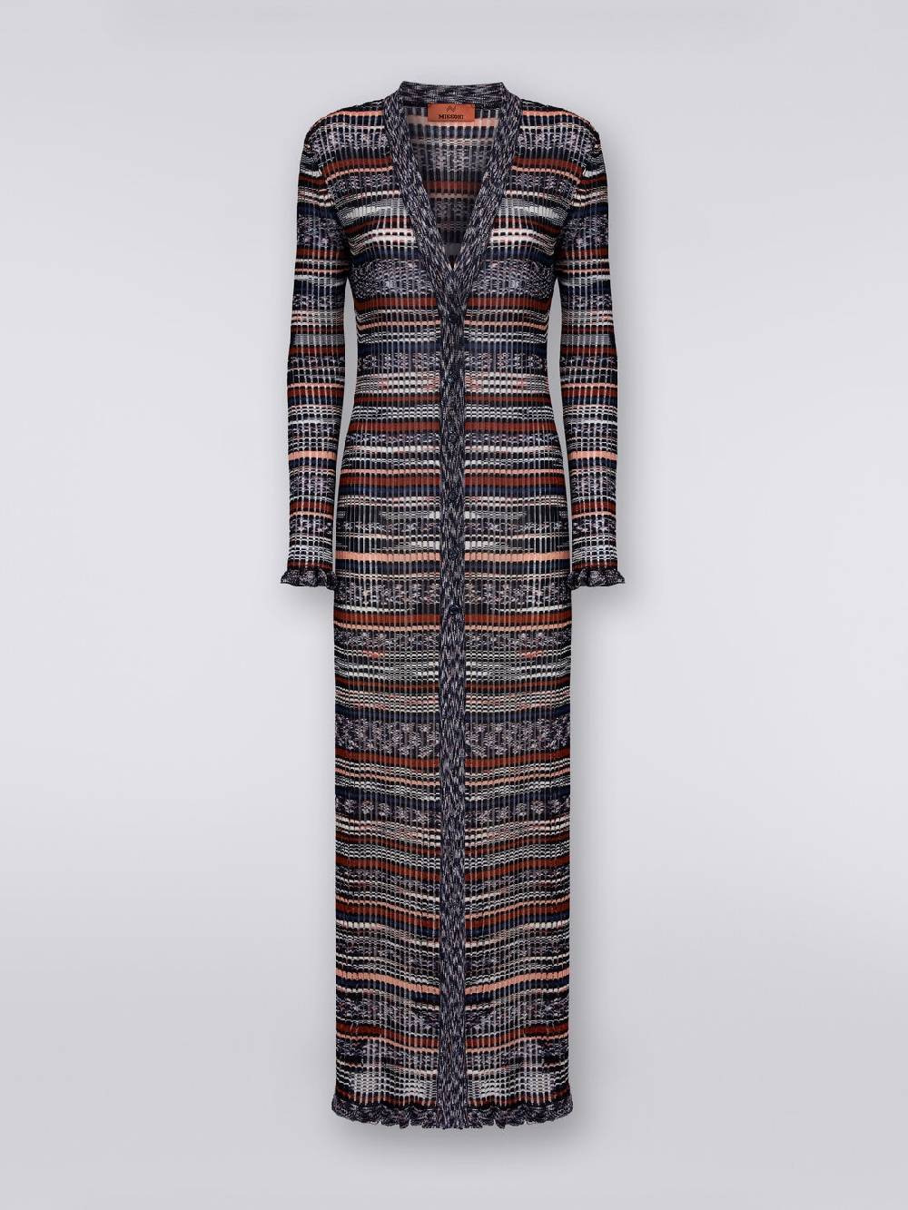 Missoni Cardigan lungo a costine in viscosa fiammata In Vendita