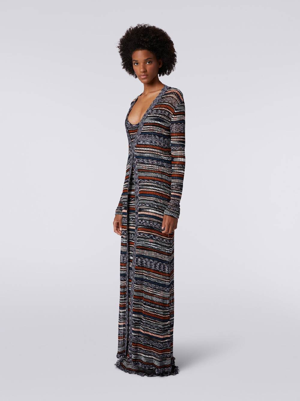 Missoni Cardigan lungo a costine in viscosa fiammata In Vendita