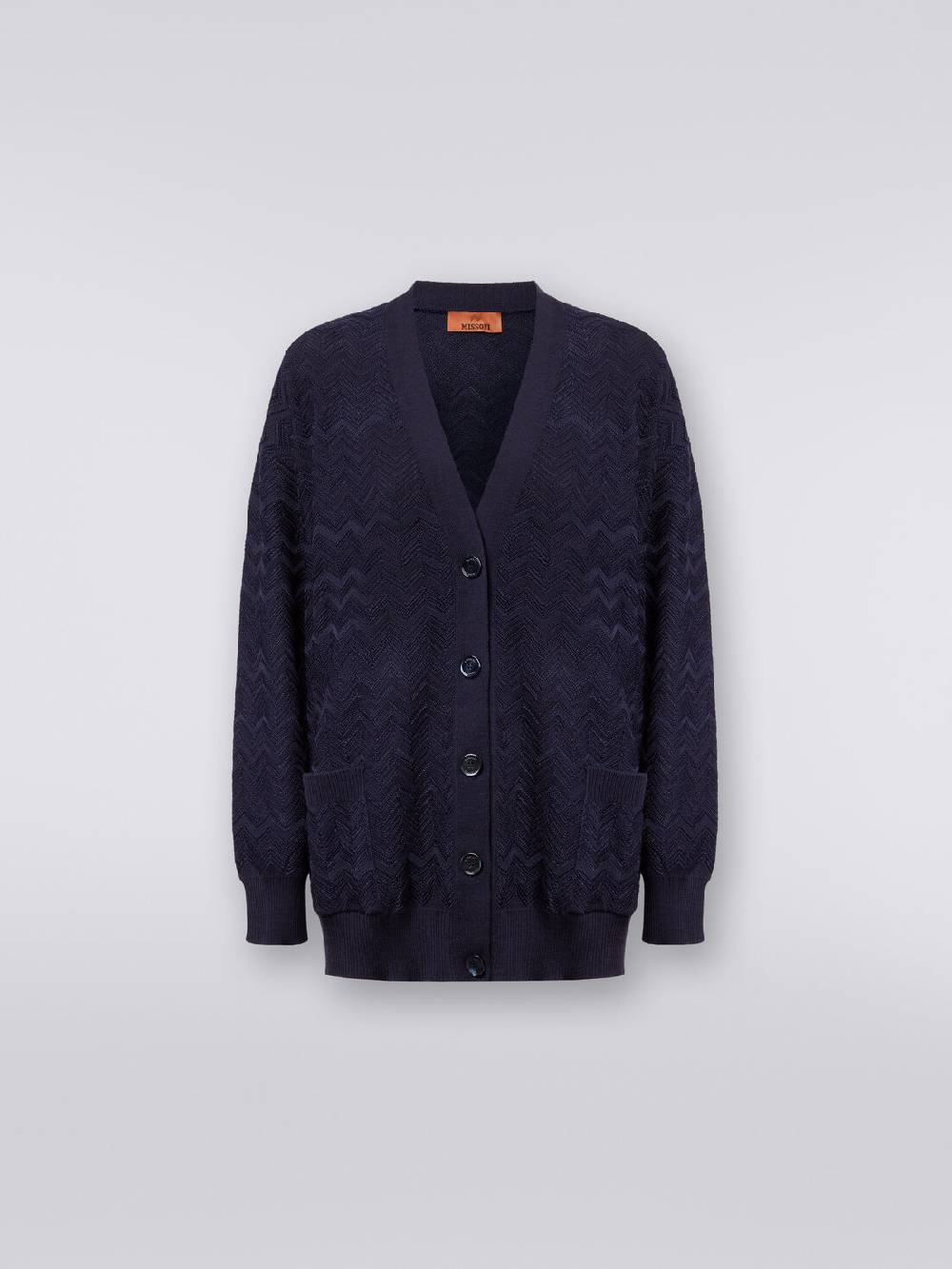 Missoni Cardigan oversize in maglia di viscosa e lana chevron Smaltimento dello stoccaggio