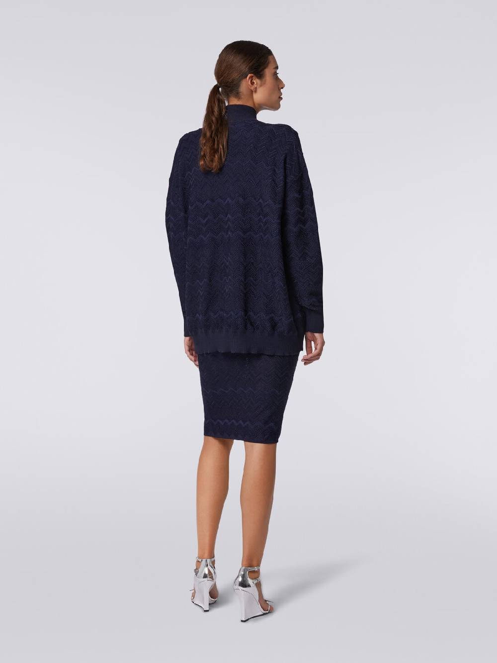 Missoni Cardigan oversize in maglia di viscosa e lana chevron Smaltimento dello stoccaggio