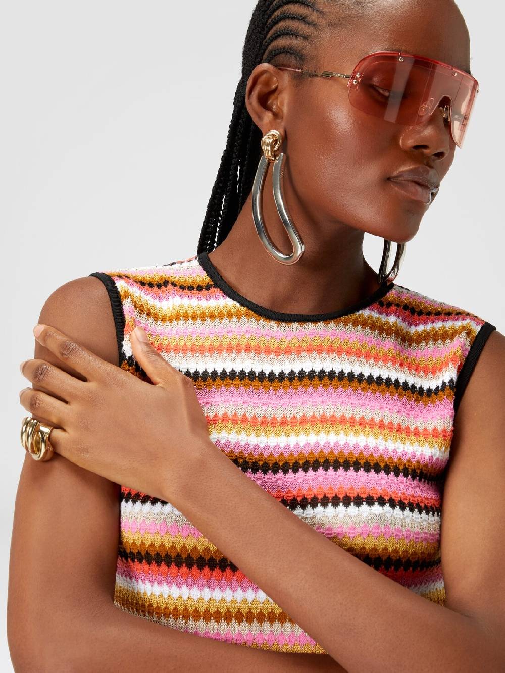Missoni Abito midi senza maniche in lana e viscosa a righe Saldi Di Fabbrica