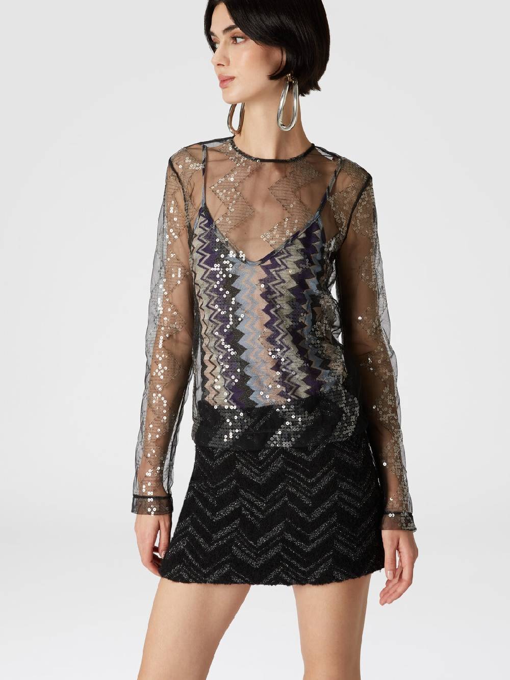 Missoni Minigonna bouclé con motivo chevron lamé Moda