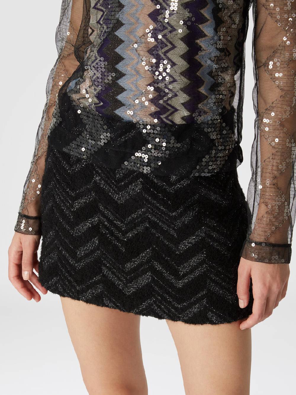 Missoni Minigonna bouclé con motivo chevron lamé Moda