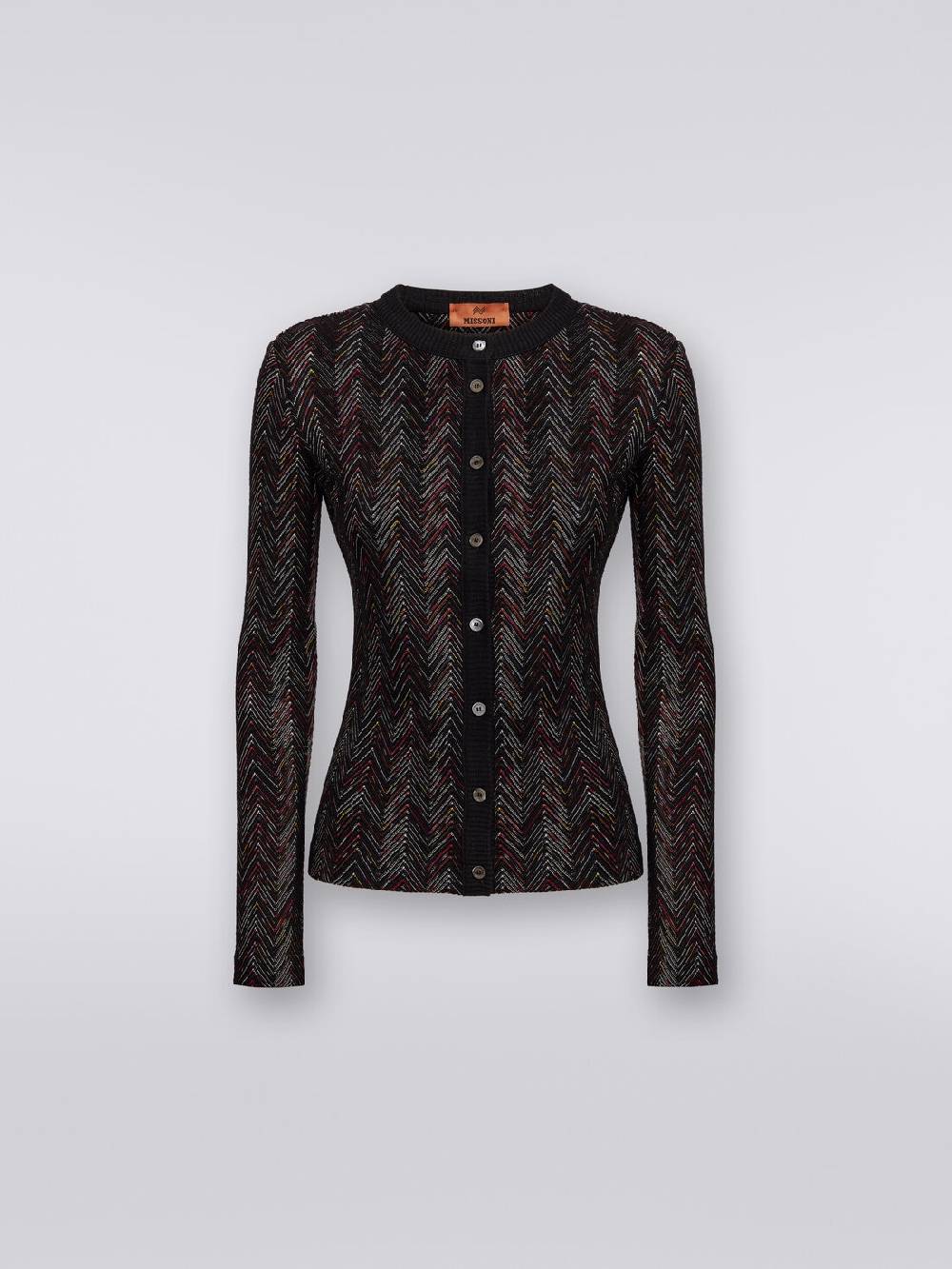 Missoni Cardigan corto in maglia di lana e viscosa con zig zag in rilievo 2025