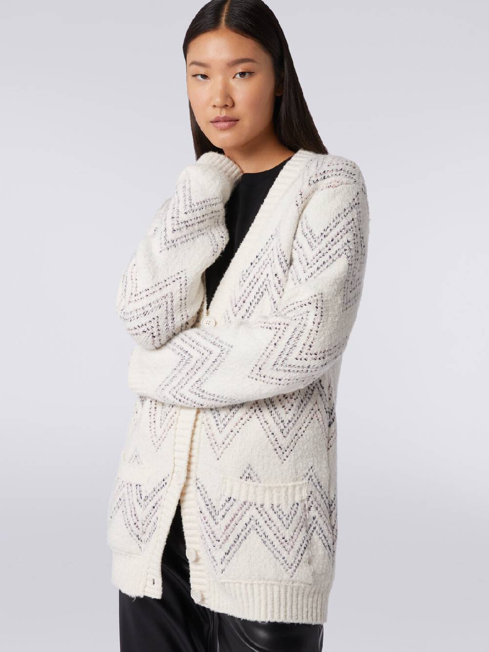 Missoni Cardigan oversize in misto cotone zig zag Qualità
