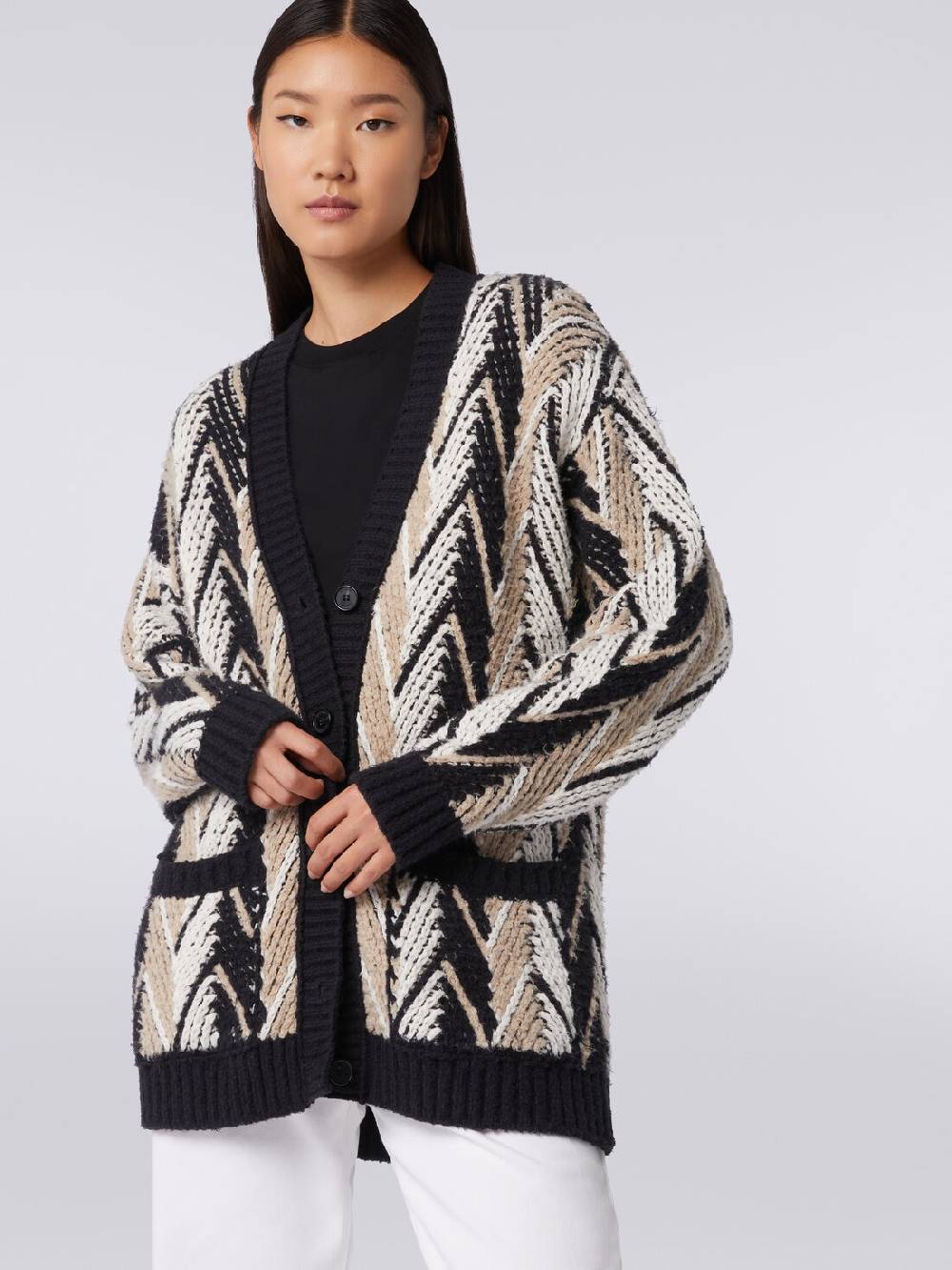 Missoni Cardigan in misto cotone zig zag Vendita