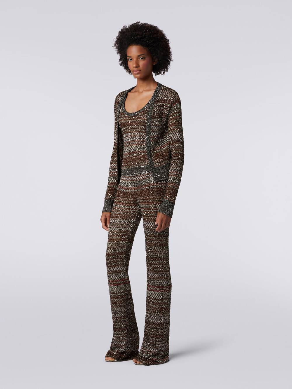 Missoni Cardigan corto in maglia a rete con paillettes Promozione