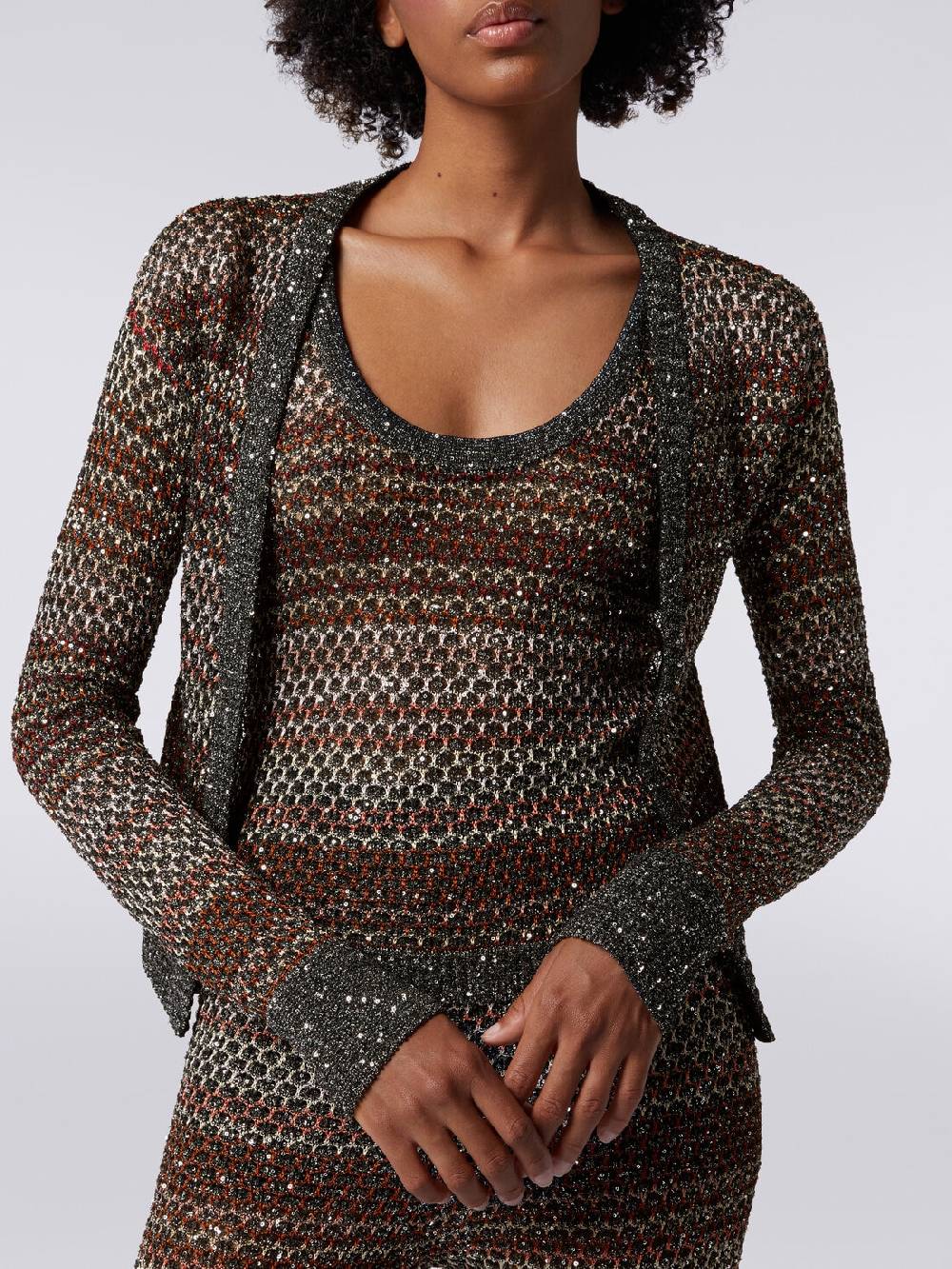 Missoni Cardigan corto in maglia a rete con paillettes Promozione