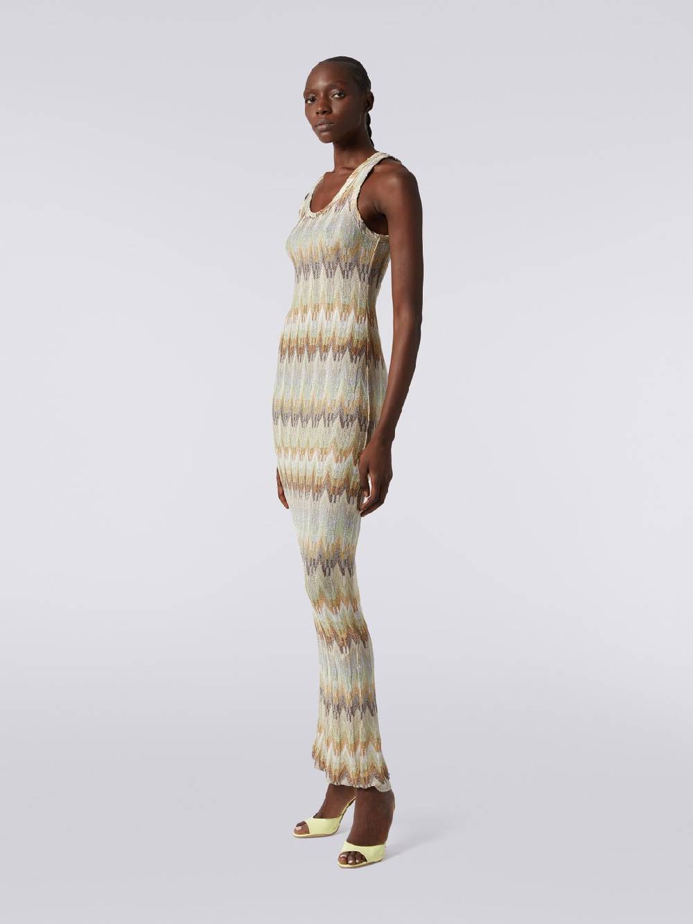 Missoni Abito lungo smanicato in viscosa zig zag con lurex Qualità Garantita