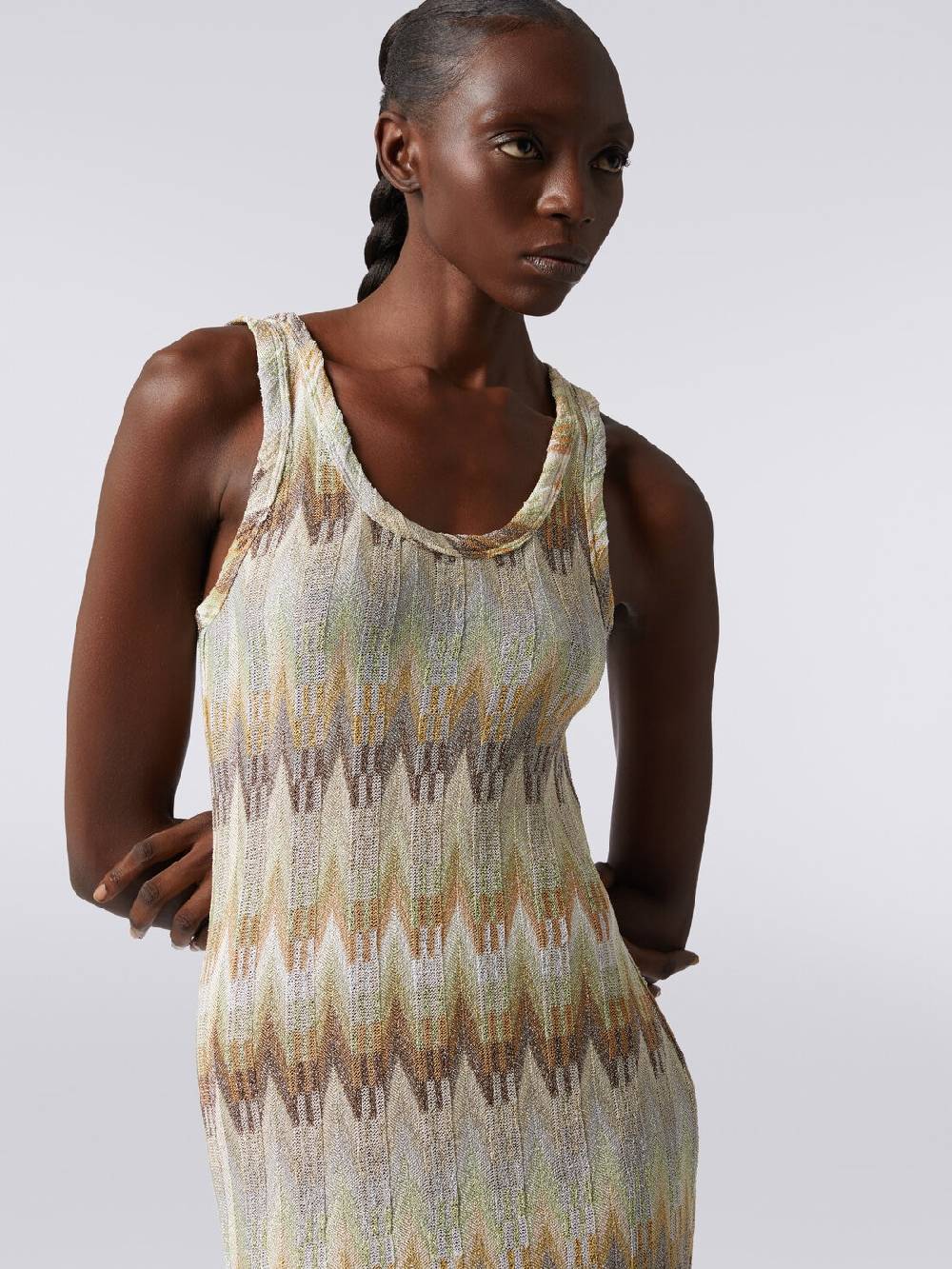 Missoni Abito lungo smanicato in viscosa zig zag con lurex Qualità Garantita