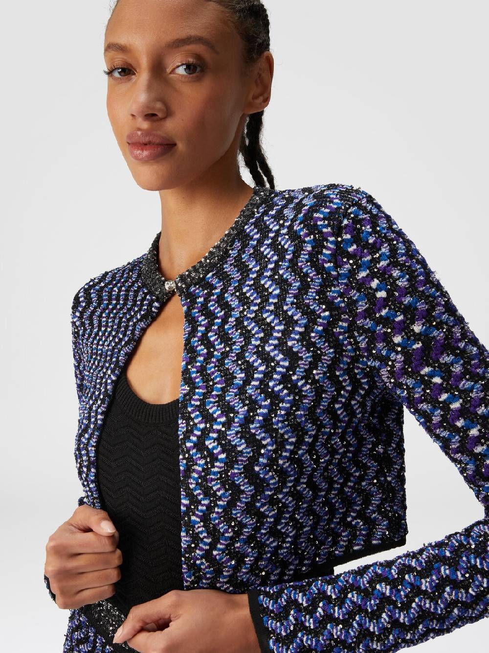 Missoni Cardigan zig zag goffrato con paillettes Acquista Ora