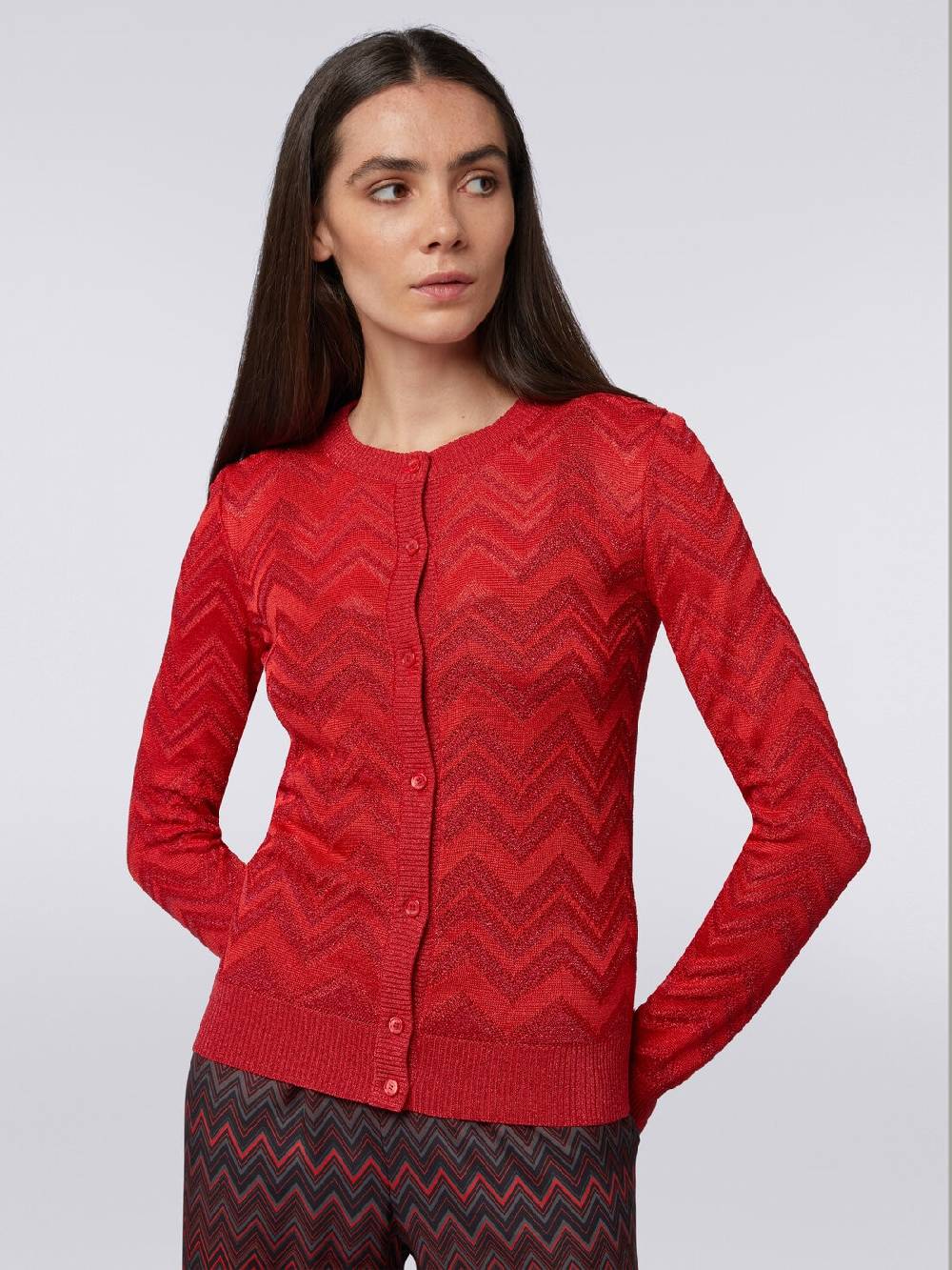 Missoni Cardigan in maglia zig zag tonale con lurex Novità
