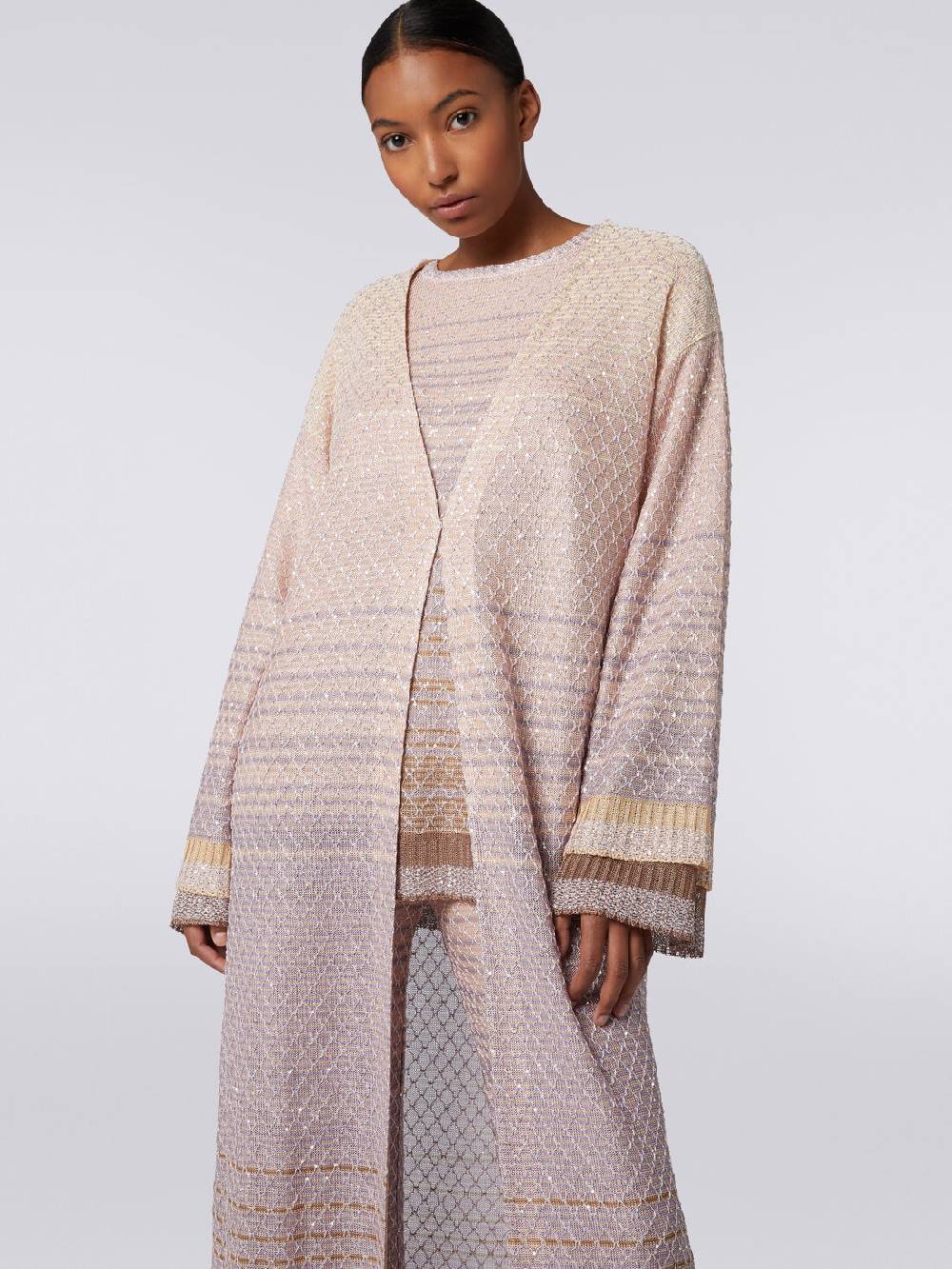 Missoni Cardigan lungo in maglia dégradé con paillettes Presa