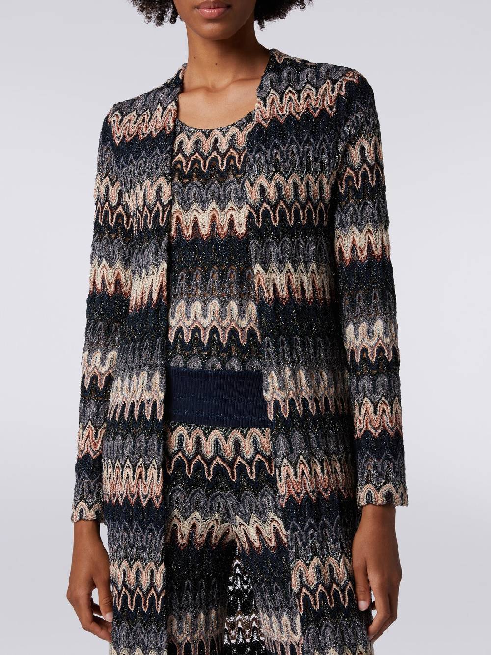 Missoni Cardigan lungo in maglia lamé con motivo a onde effetto pizzo Sconto