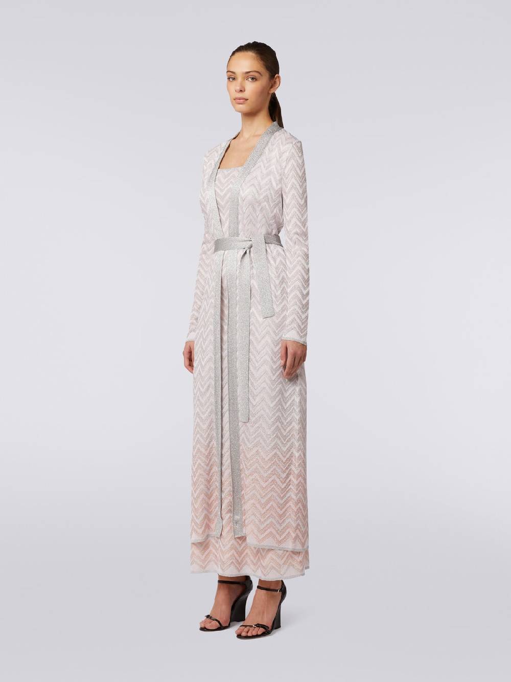 Missoni Cardigan lungo in maglia chevron con lurex Economico