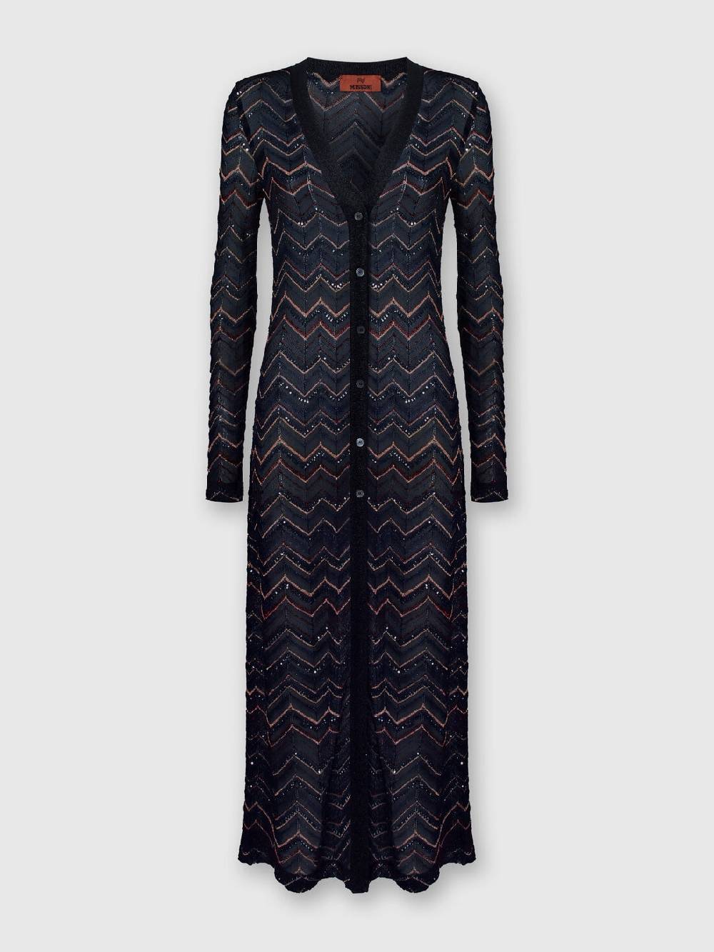 Missoni Cardigan lungo in maglia zig zag con lurex e paillettes Enormi sconti