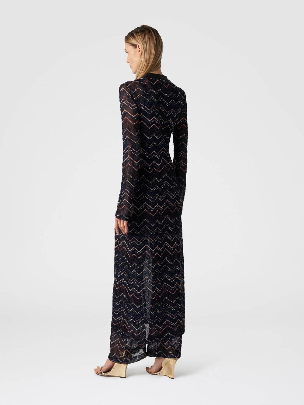 Missoni Cardigan lungo in maglia zig zag con lurex e paillettes Enormi sconti