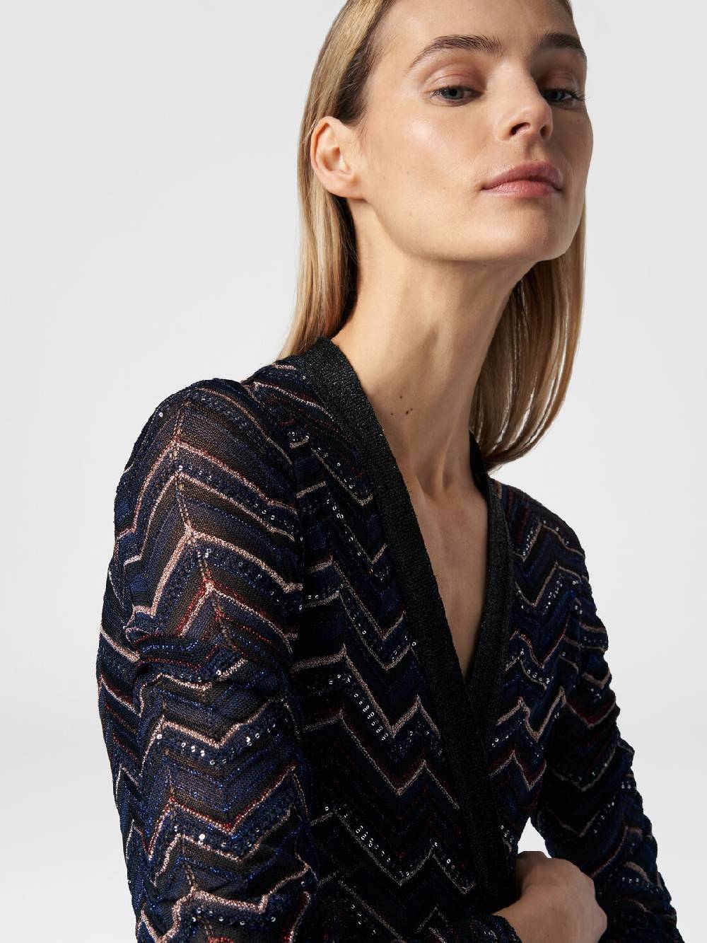 Missoni Cardigan lungo in maglia zig zag con lurex e paillettes Enormi sconti