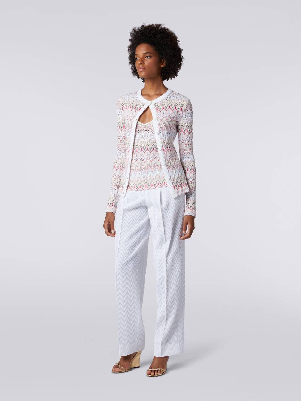 Missoni Cardigan in maglia con profili a contrasto e motivo a onde Outlet