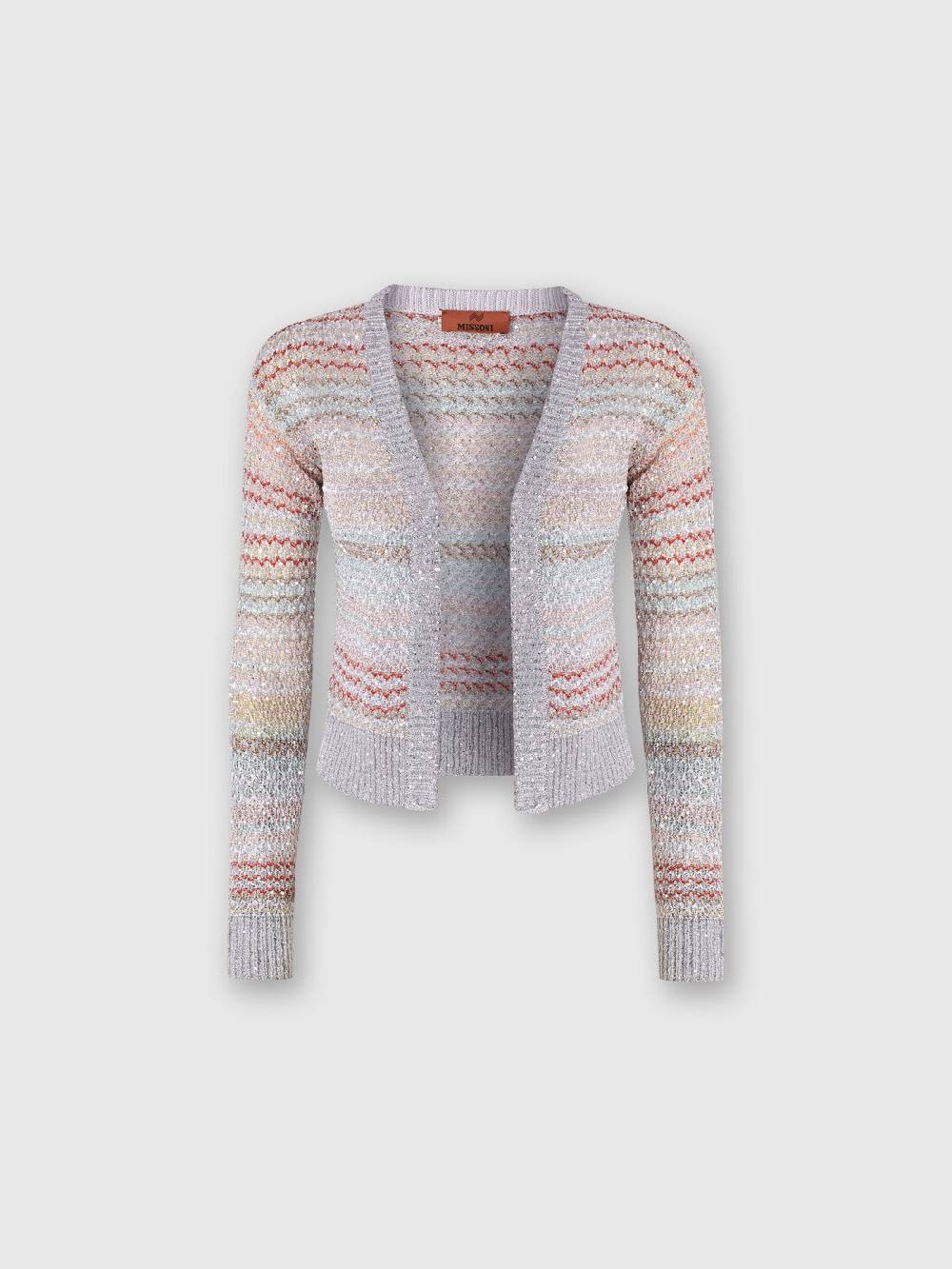 Missoni Cardigan corto in maglia a rete con paillettes In Vendita