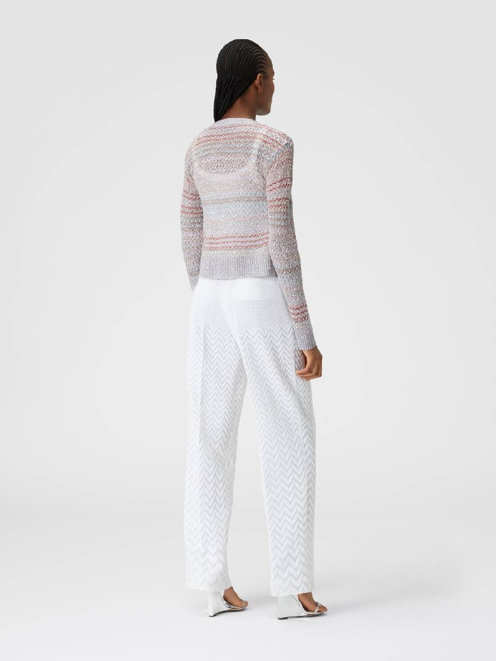 Missoni Cardigan corto in maglia a rete con paillettes In Vendita