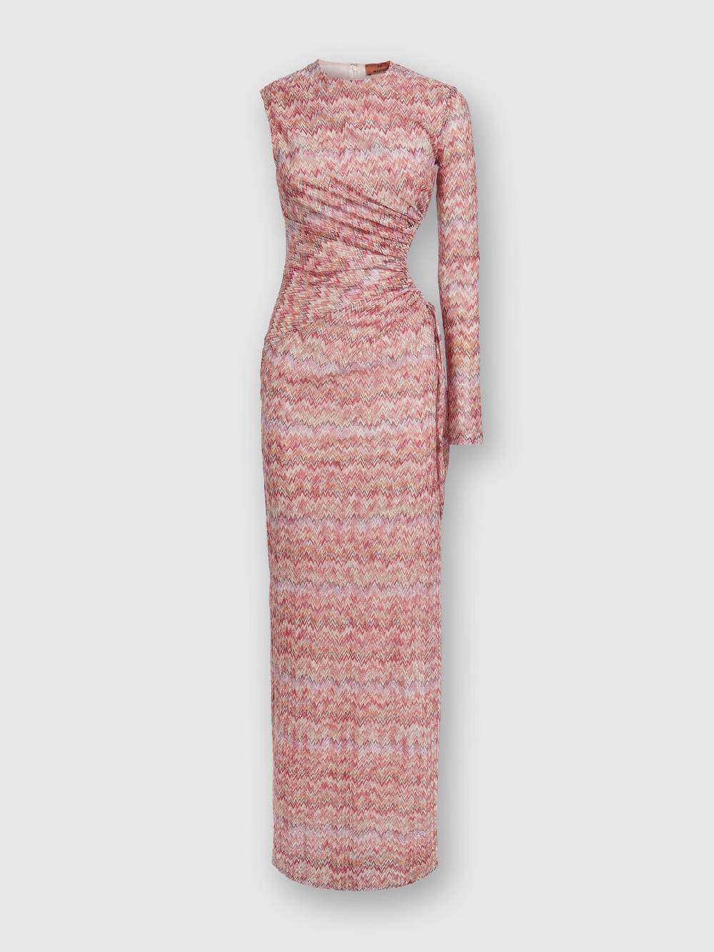 Missoni Abito lungo monospalla con dettaglio cut-out e spacco Vendita Calda