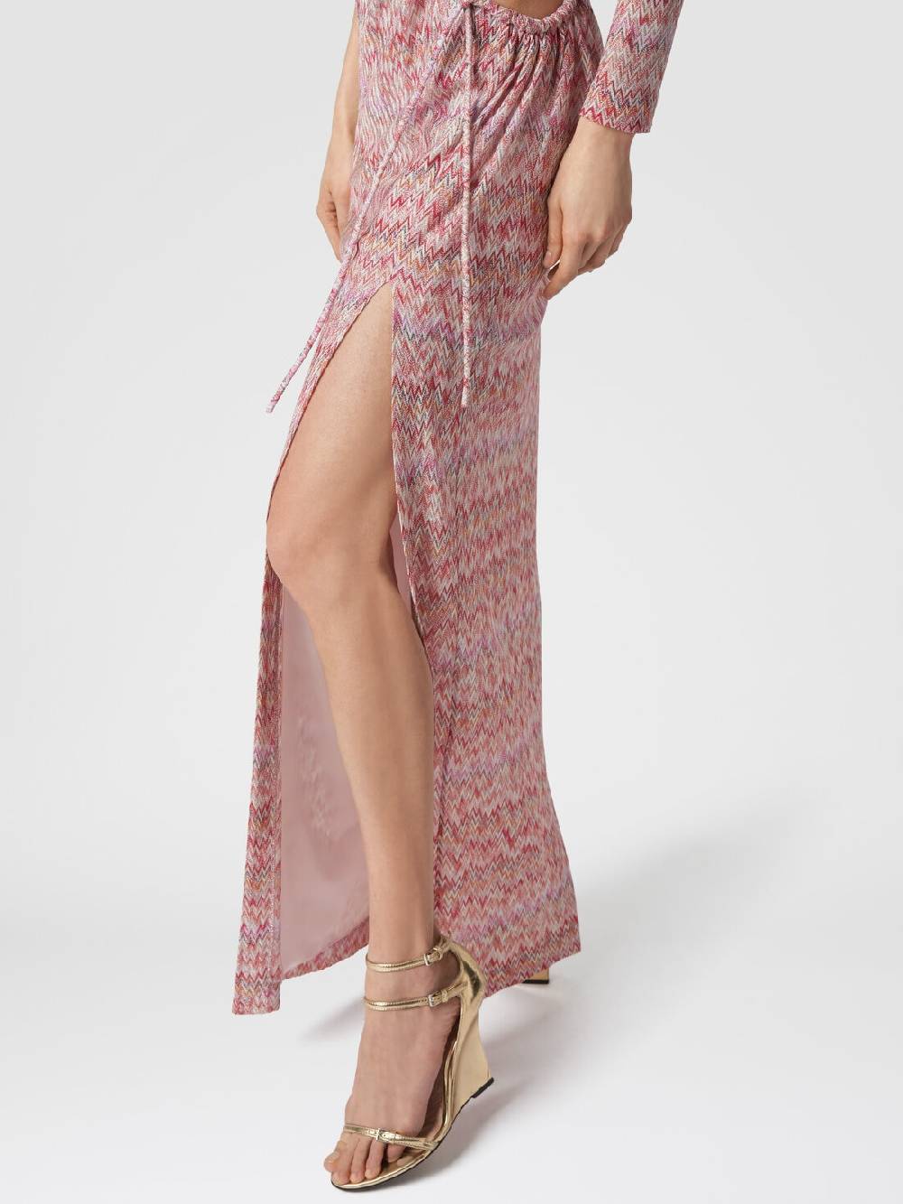 Missoni Abito lungo monospalla con dettaglio cut-out e spacco Vendita Calda
