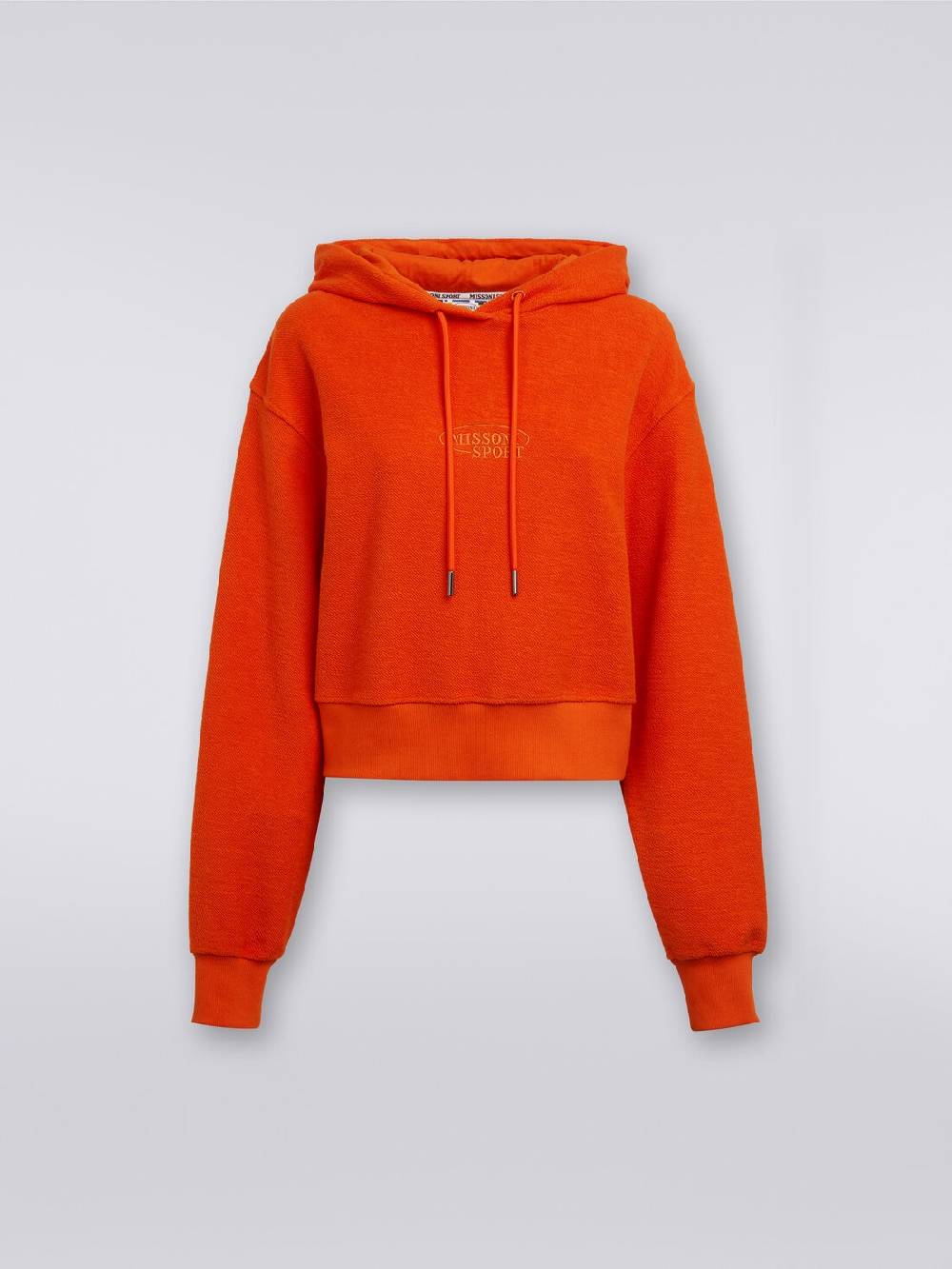 Missoni Felpa garzata crop con cappuccio e logo Italia