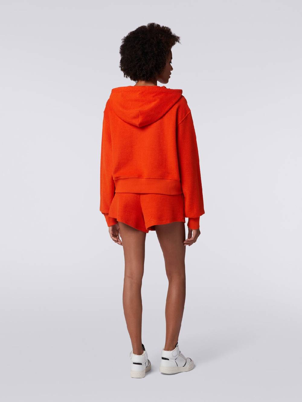 Missoni Felpa garzata crop con cappuccio e logo Italia