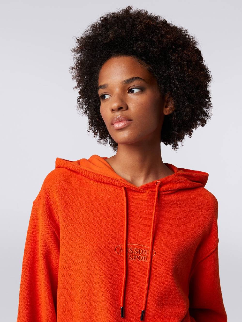 Missoni Felpa garzata crop con cappuccio e logo Italia