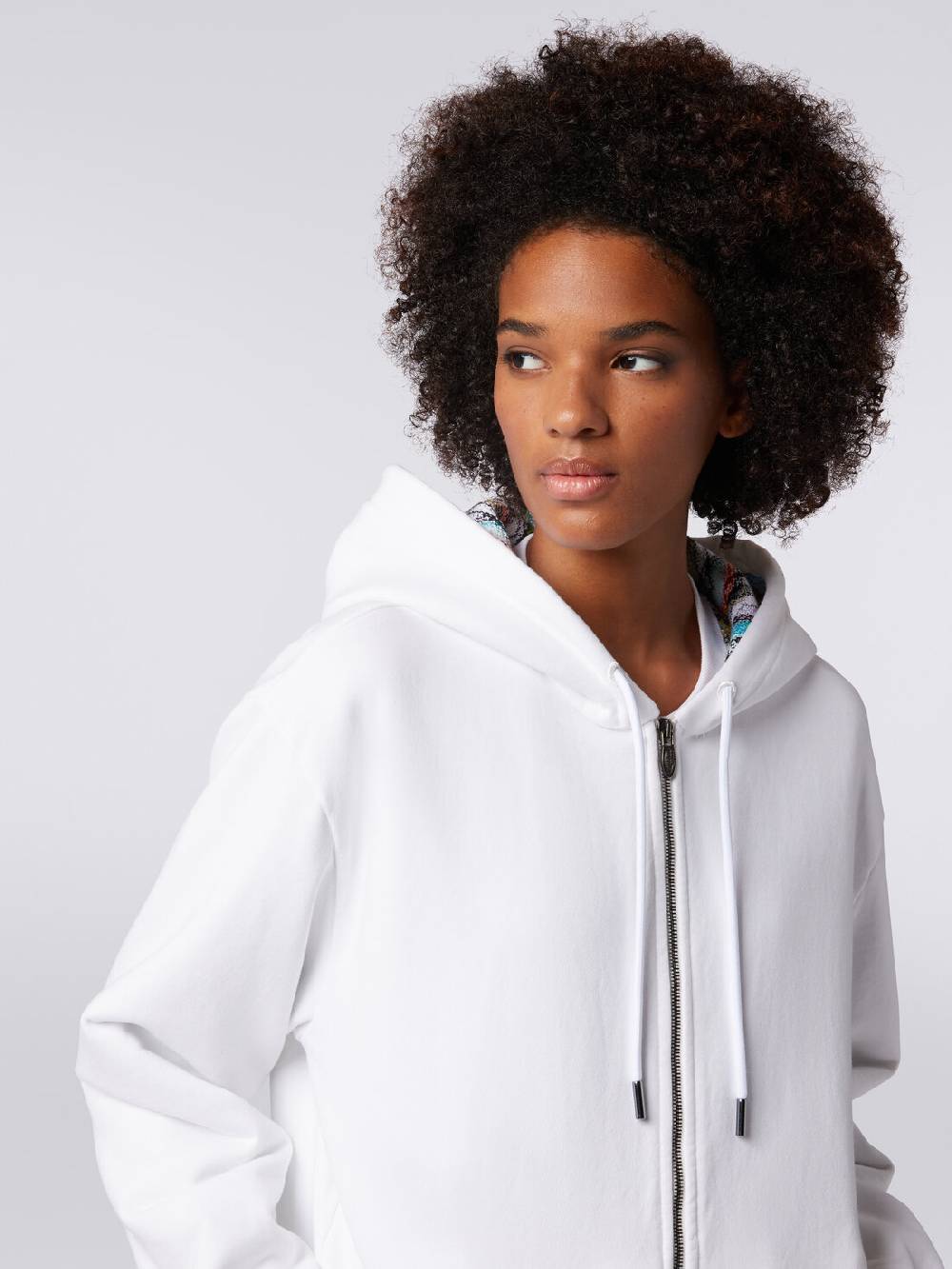 Missoni Cardigan in felpa di cotone con cappuccio foderato in maglia 2025