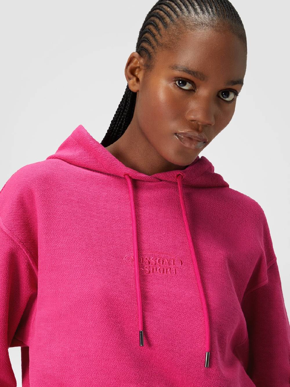 Missoni Felpa garzata crop con cappuccio e logo Italia