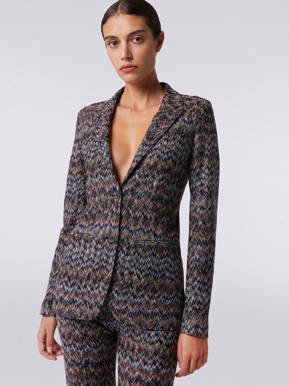 Missoni Blazer in misto viscosa zig zag con lurex Nuovo