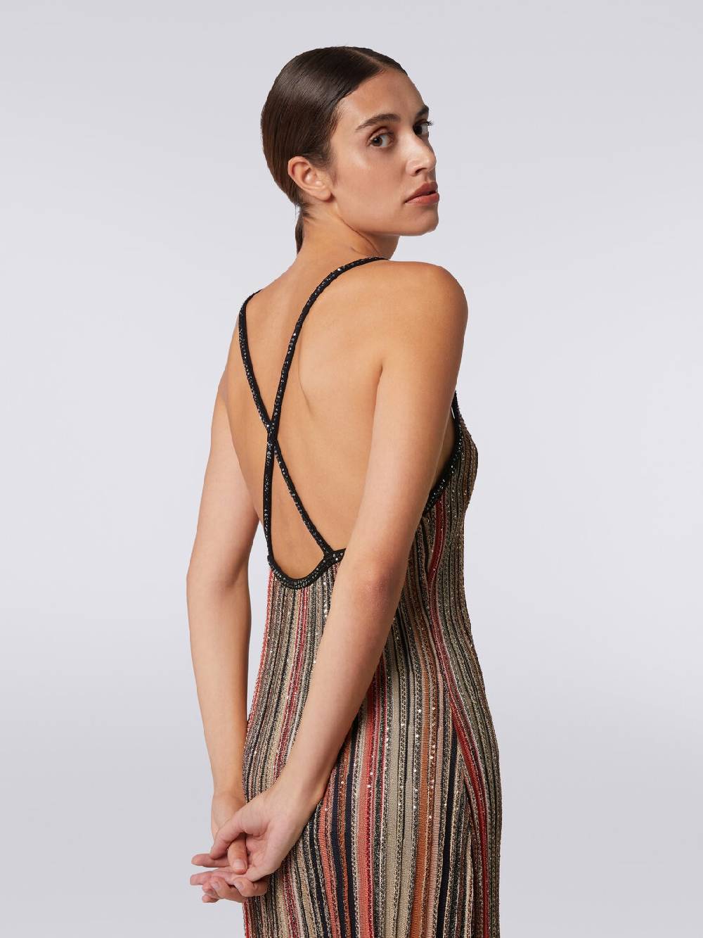 Missoni Mini-abito in maglia a righe verticali con paillettes Vendita