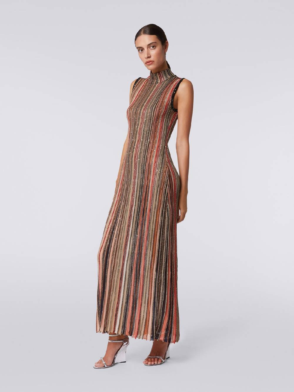 Missoni Abito lungo in maglia a righe verticali con paillettes Promozione