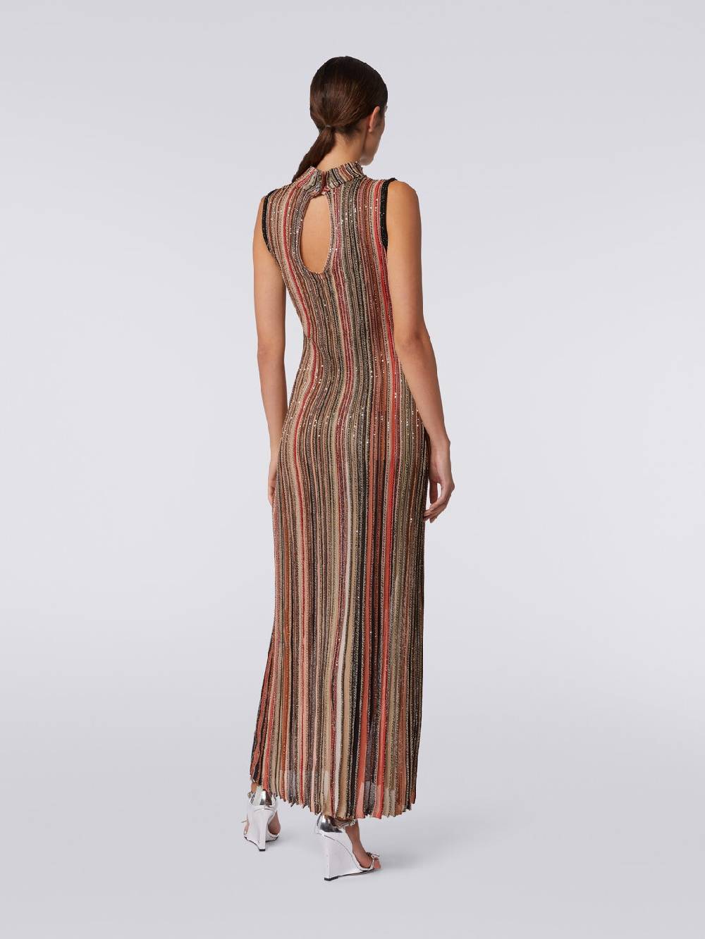 Missoni Abito lungo in maglia a righe verticali con paillettes Promozione