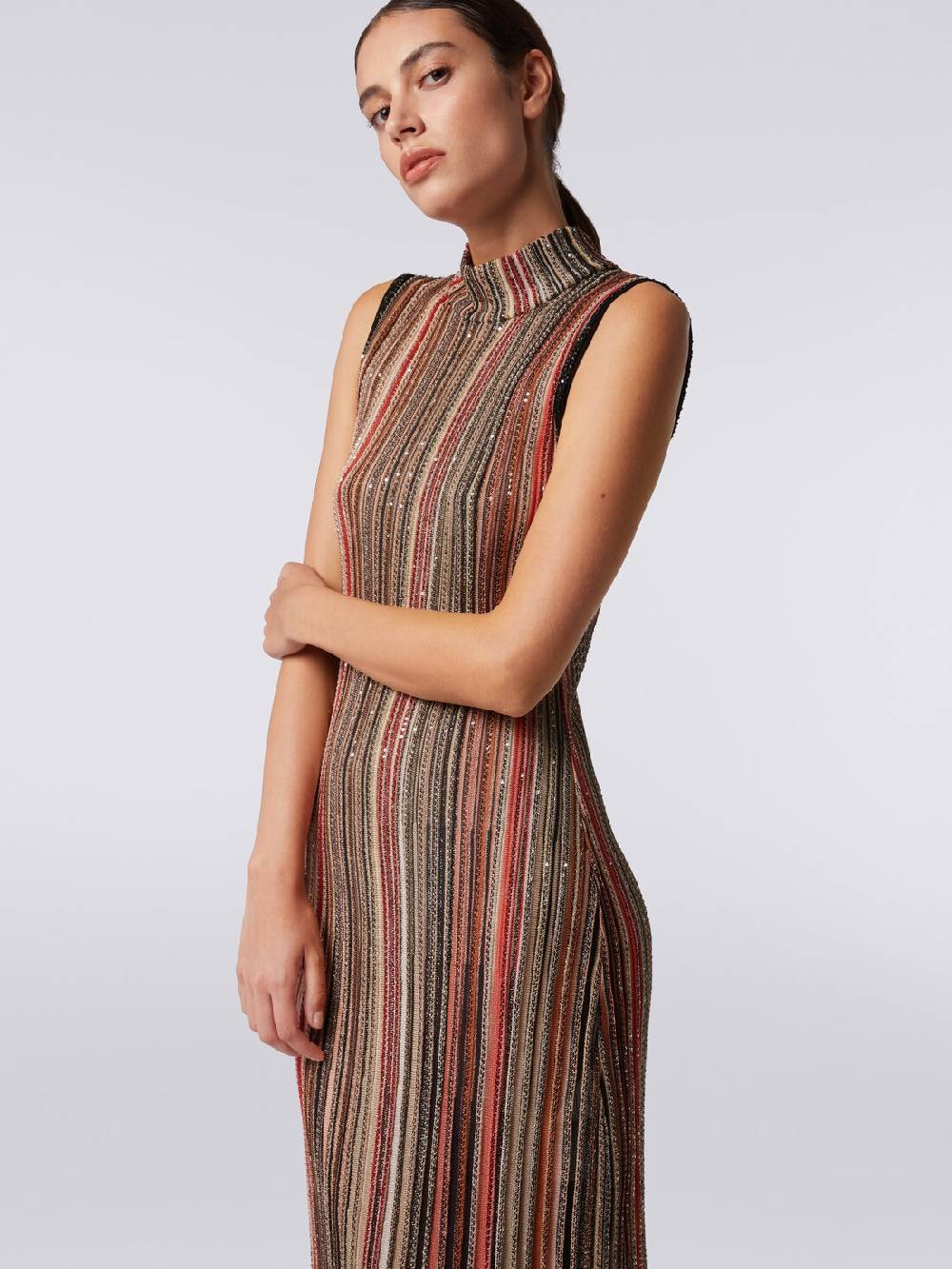 Missoni Abito lungo in maglia a righe verticali con paillettes Promozione