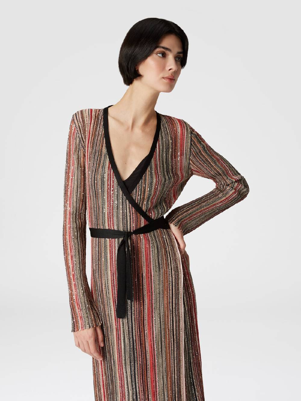Missoni Abito lungo con chiusura a portafoglio e paillettes Spedizione Gratuita