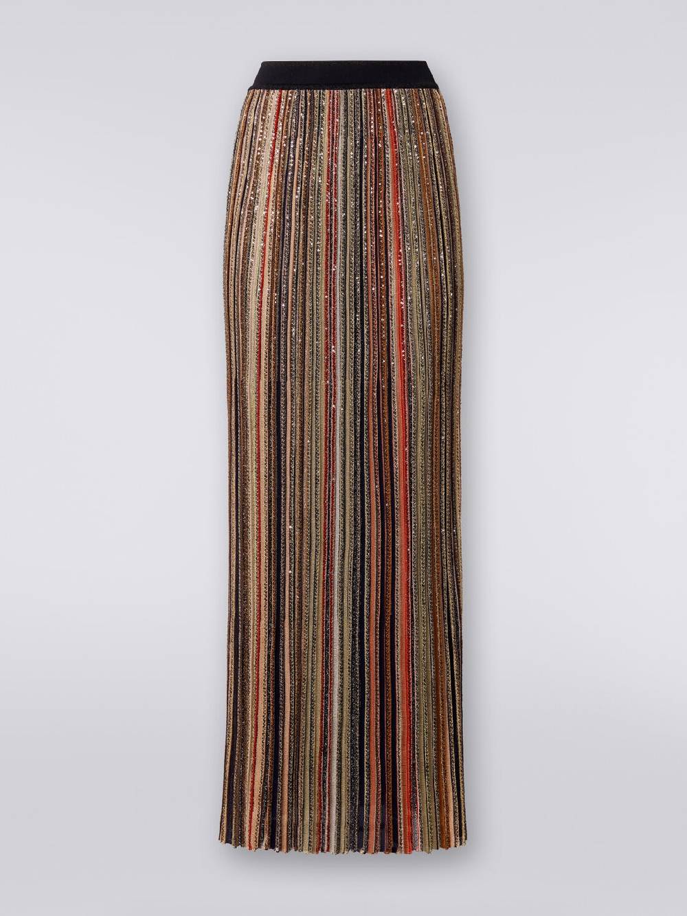 Missoni Gonna lunga plissée a righe verticali con paillettes Pezzi Unici